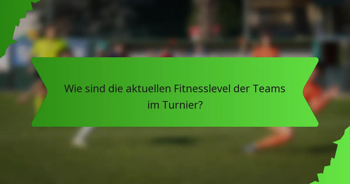 Wie sind die aktuellen Fitnesslevel der Teams im Turnier?